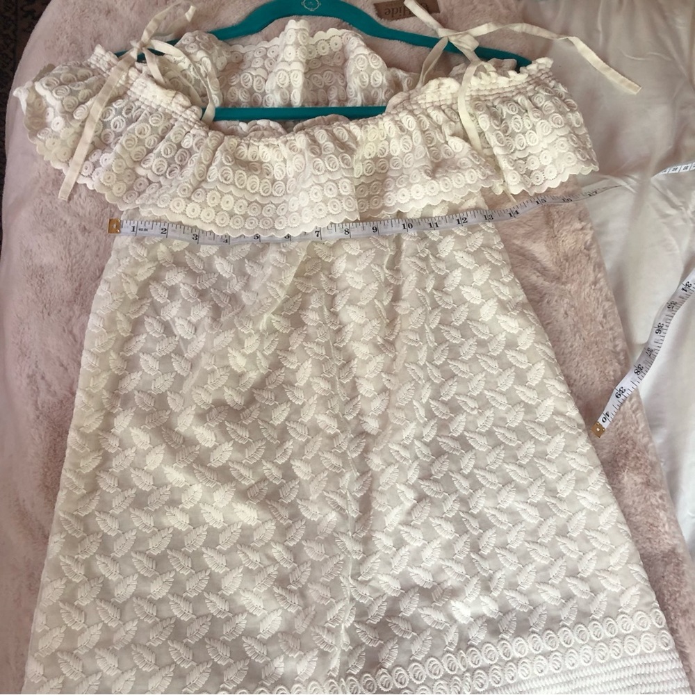 Paloma Blue Tie Spaghetti Strap Off the Shoulder‎ Dress Off-White/Cream M - Picture 9 of 10